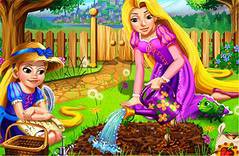 Рапунцель в Саду - Rapunzel Mommy Gardening